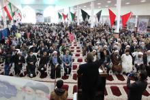 اجتماع مردم و حوزویان شهرستان آران و بیدگل در اعتراض به اهانت نشریه فرانسوی و حمایت از مرجعیت