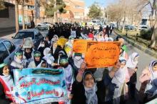 اجتماع مردم و حوزویان شهرستان آران و بیدگل در اعتراض به اهانت نشریه فرانسوی و حمایت از مرجعیت 