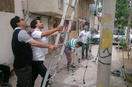 آذين بندي معابر براي جشن نيمه شعبان