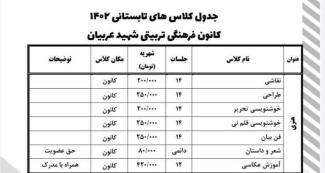  کلاس های تابستانی در چهاردسته هنری،علمی،مهارتی و ورزشی